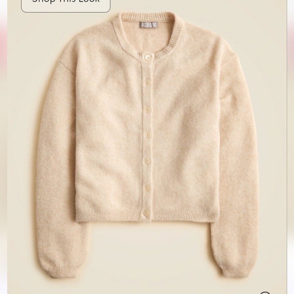 J. Crew Cream Button-Up Crewneck Cardigan